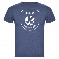 T-shirt Logo Puff Homme Euro-Volley 2019 Denim chiné