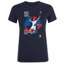 T-shirt Affiche Femme Euro-Volley 2019 Bleu
