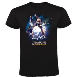 T-shirt Affiche Championnats d'Europe Badminton 2016 Noir
