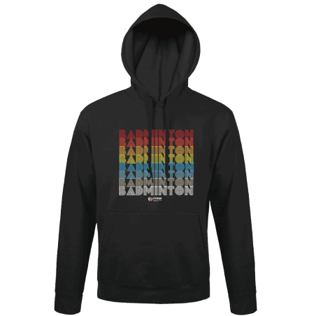 Sweat Capuche NOIR Seventies BADMINTON