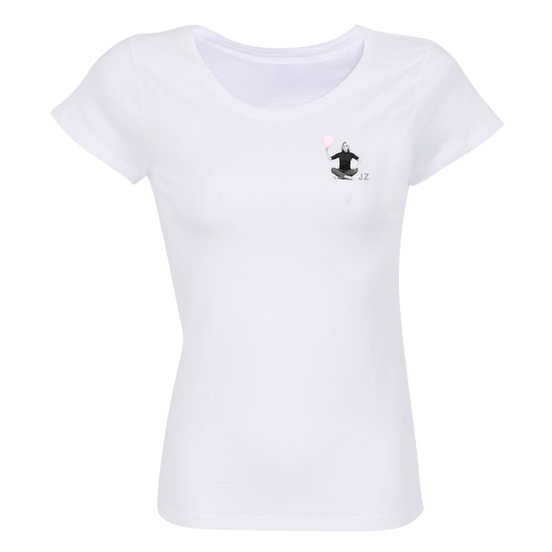 T-shirt Femme BLANC Julie Zenatti Visuel ballon en Griffe Cœur poitrine