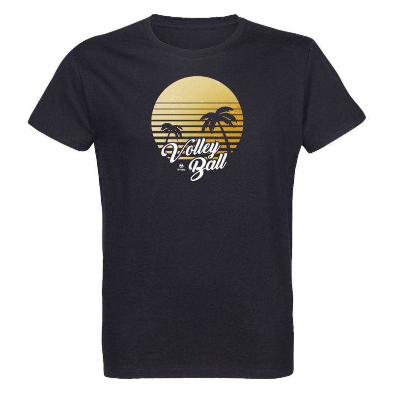 T-shirt NOIR Volley Ball California Visuel Jaune