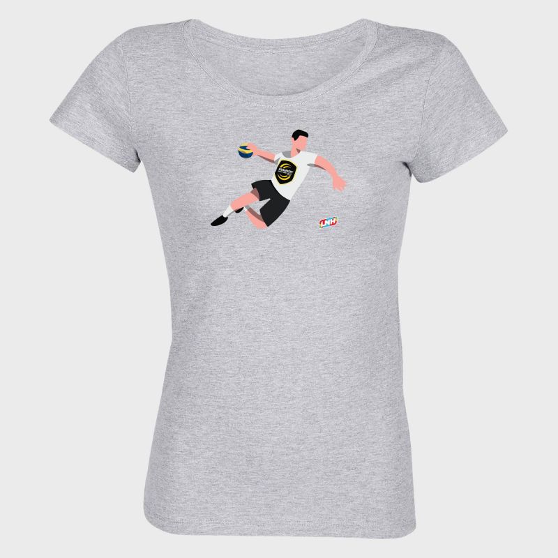 T-shirt Femme GRIS Joueur Logo Chambery Savoie Mt Blanc Handball