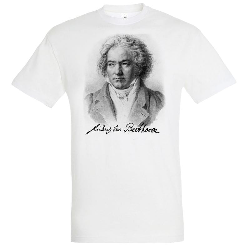 T-shirt BLANC Ludwig Van Beethoven Portrait Dessine
