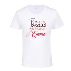 T-shirt Enfant BLANC Typo Pour les Beaux Yeux d'Emma