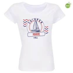 T-shirt Femme BLANC Fédération Française de Voile Personnalisation skipper et no
