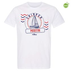 T-shirt Homme BLANC Fédération Française de Voile Personnalisation skipper et no