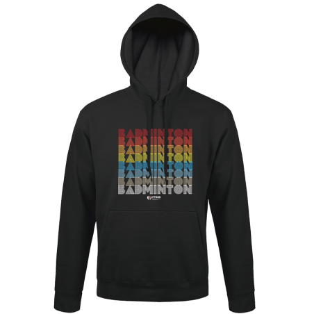 Sweat Capuche NOIR Seventies BADMINTON