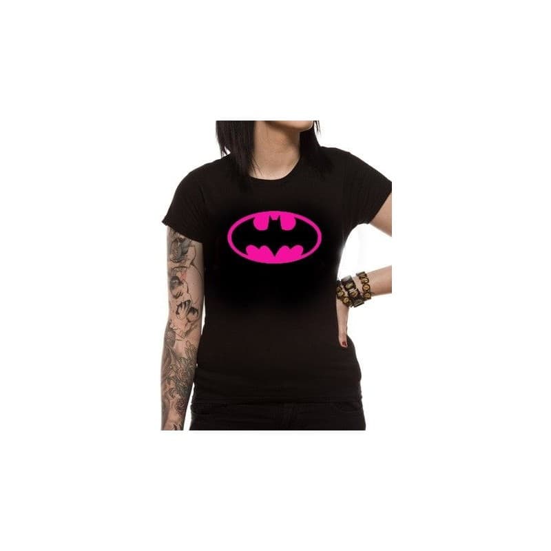 T-shirt femme Batman Block pink logo