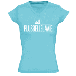 T-shirt femme Logo Col V Bleu Atoll Plus Belle La Vie