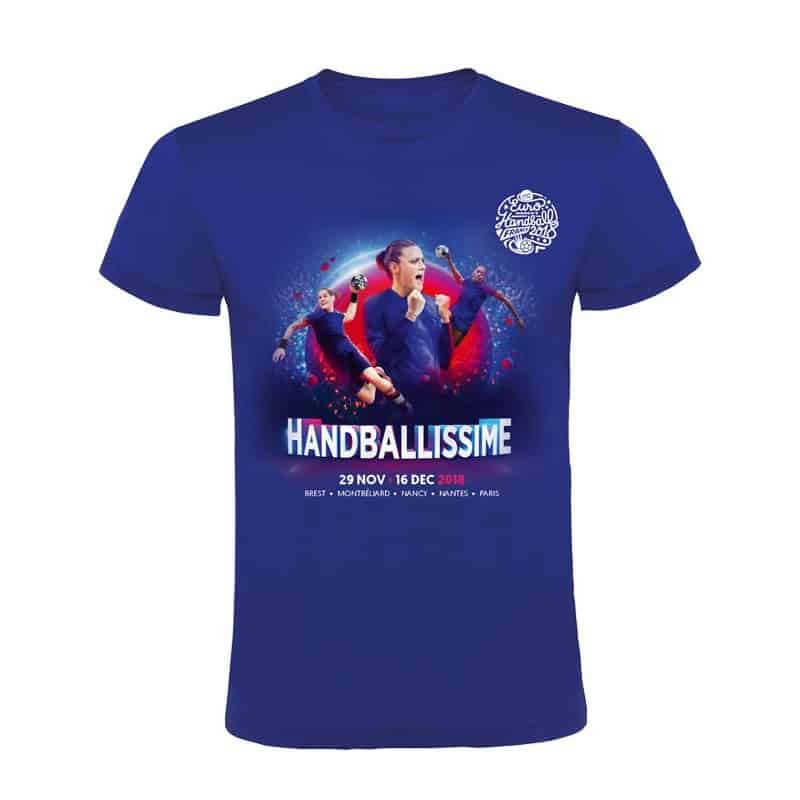 T-shirt Affiche Euro Handball Bleu